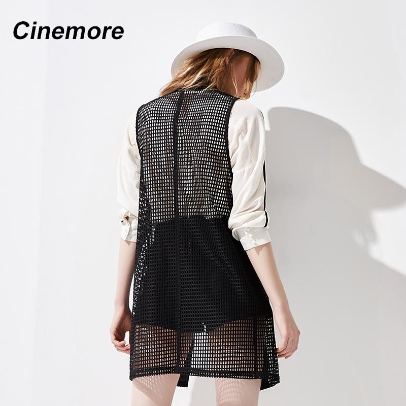 Cinemore Жилеты Женская мода Длинное платье Вязаный жилет без рукавов с лацканами Белая — фото 6