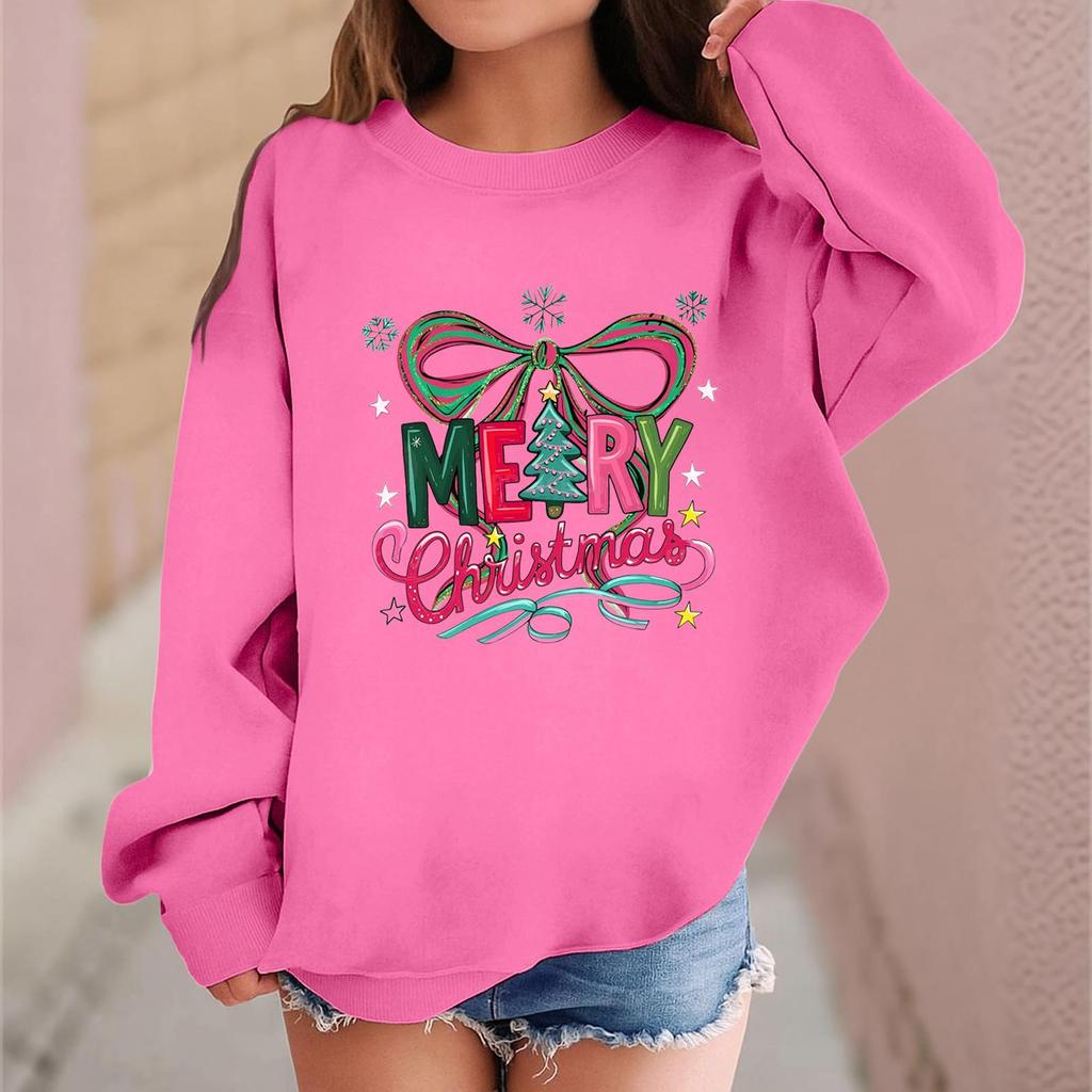 Children's Fashionable Casual Long-sleeved Loose Christmas Print Pullover Sweatshirt