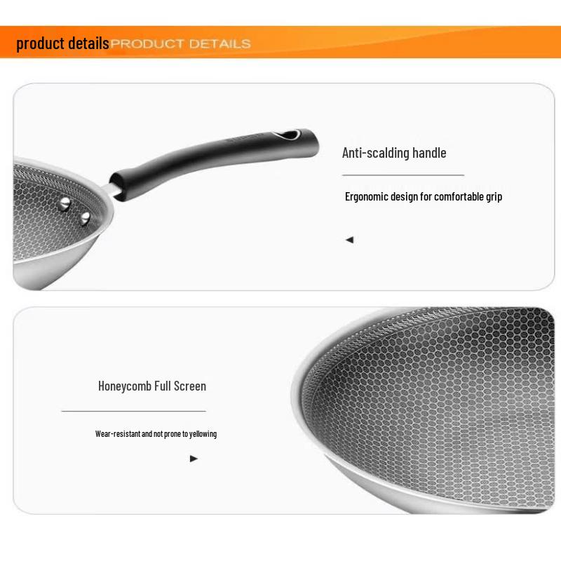 Supor Crystal Diamond Honeycomb Stainless Steel Wok