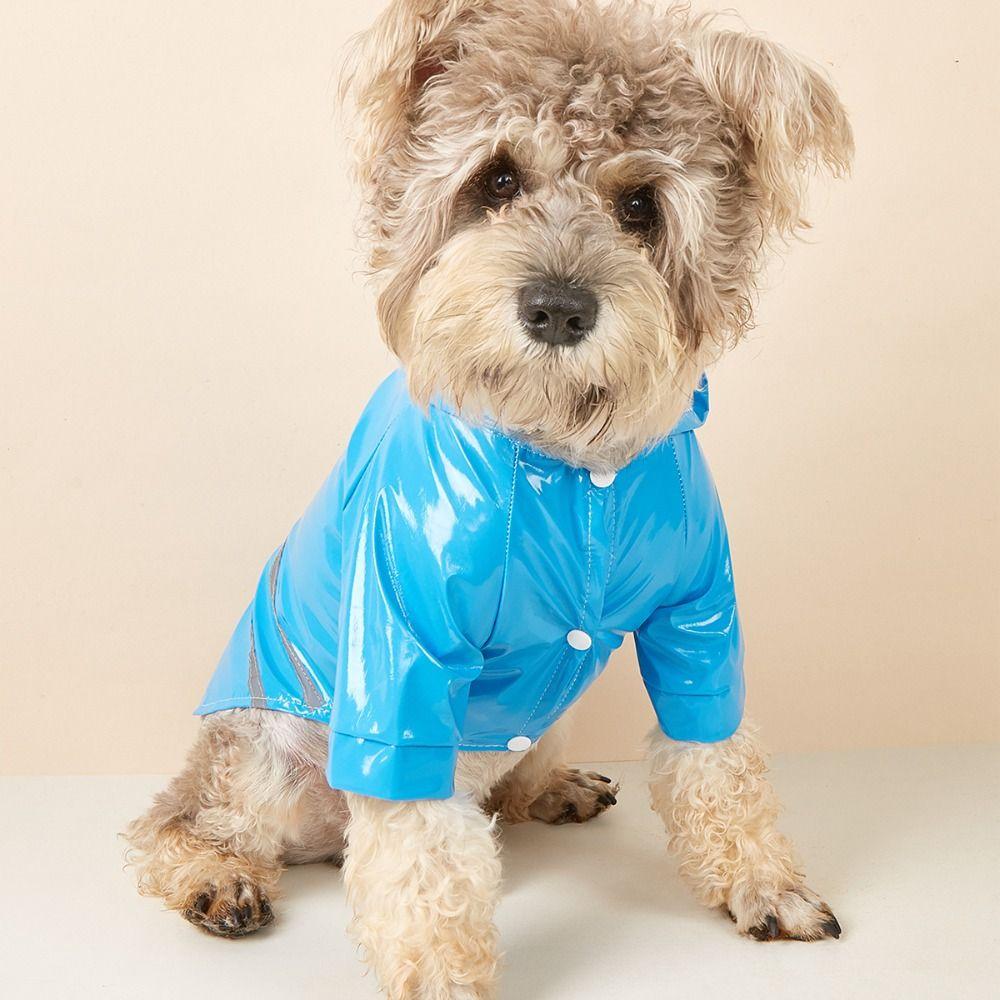 PU Dog Hooded Raincoat Reflective Pet Rain Jacket Pet Cape Costume Small Dog Clothes  Puppy