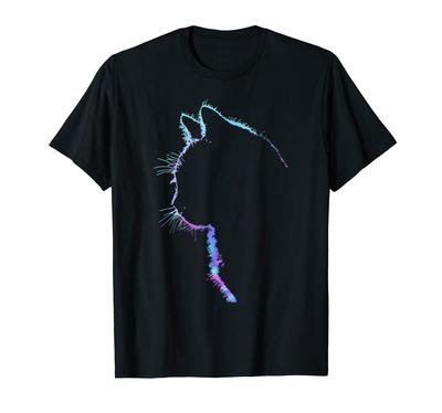 Design for Cat Lovers Short Sleeve Cute Cat Silhouette Black S Men's Women's T-shirt