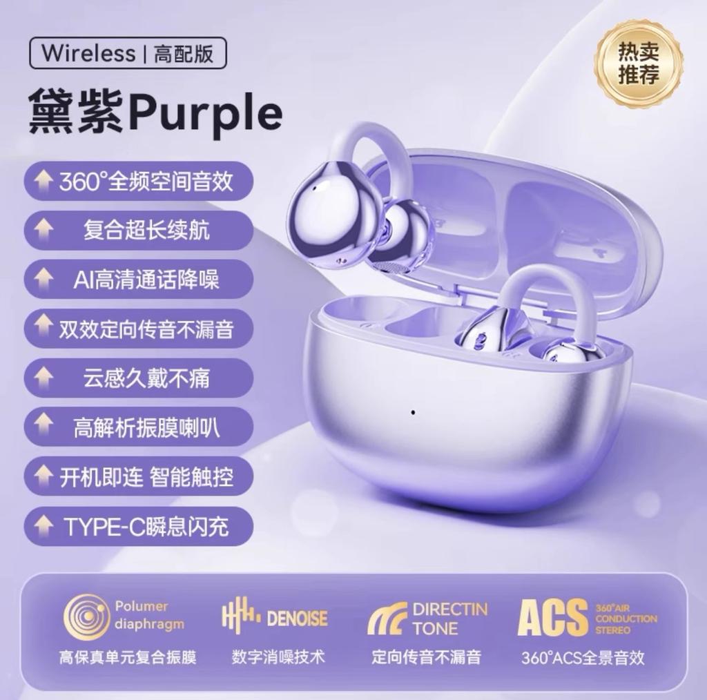 Digital Wireless Ear Clip Bluetooth Headset, Not In the Ear, Long Battery Life, Open Headset Private Mode