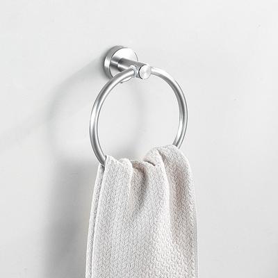 1pc Stainless Steel Towel Ring, Wall Mounted Rust Proof Circular Towel Holder Drilling Towel Rack Bar For Bathroom Lavatory