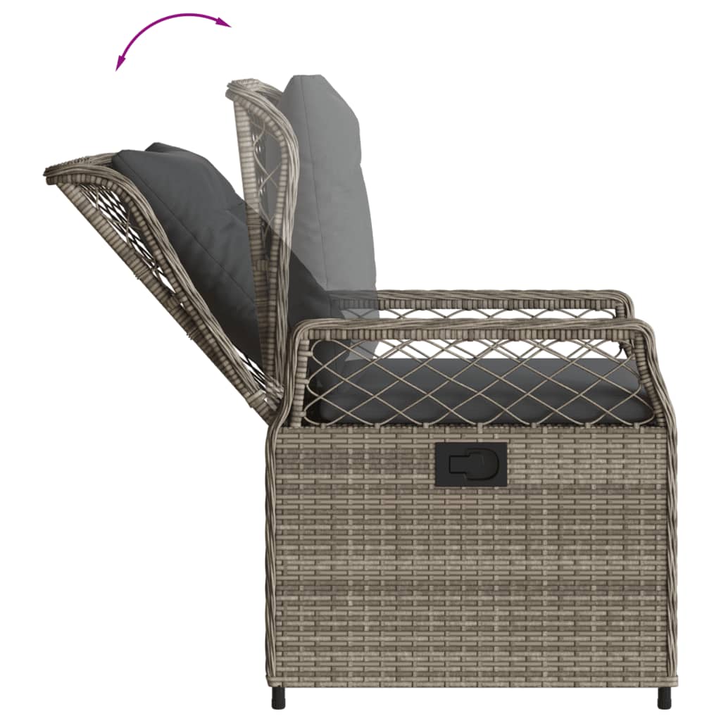 Vidaxl 3-Cz. Garden Furniture Set With Cushions, Grey Rattan Pe