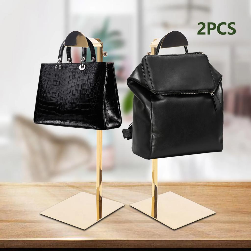 Bymaocar 2pcs Large D-head Hanging Bag Racks, Height Adjustable Stainless Steel Jewelry Display Racks for Clothing Stores & Home
