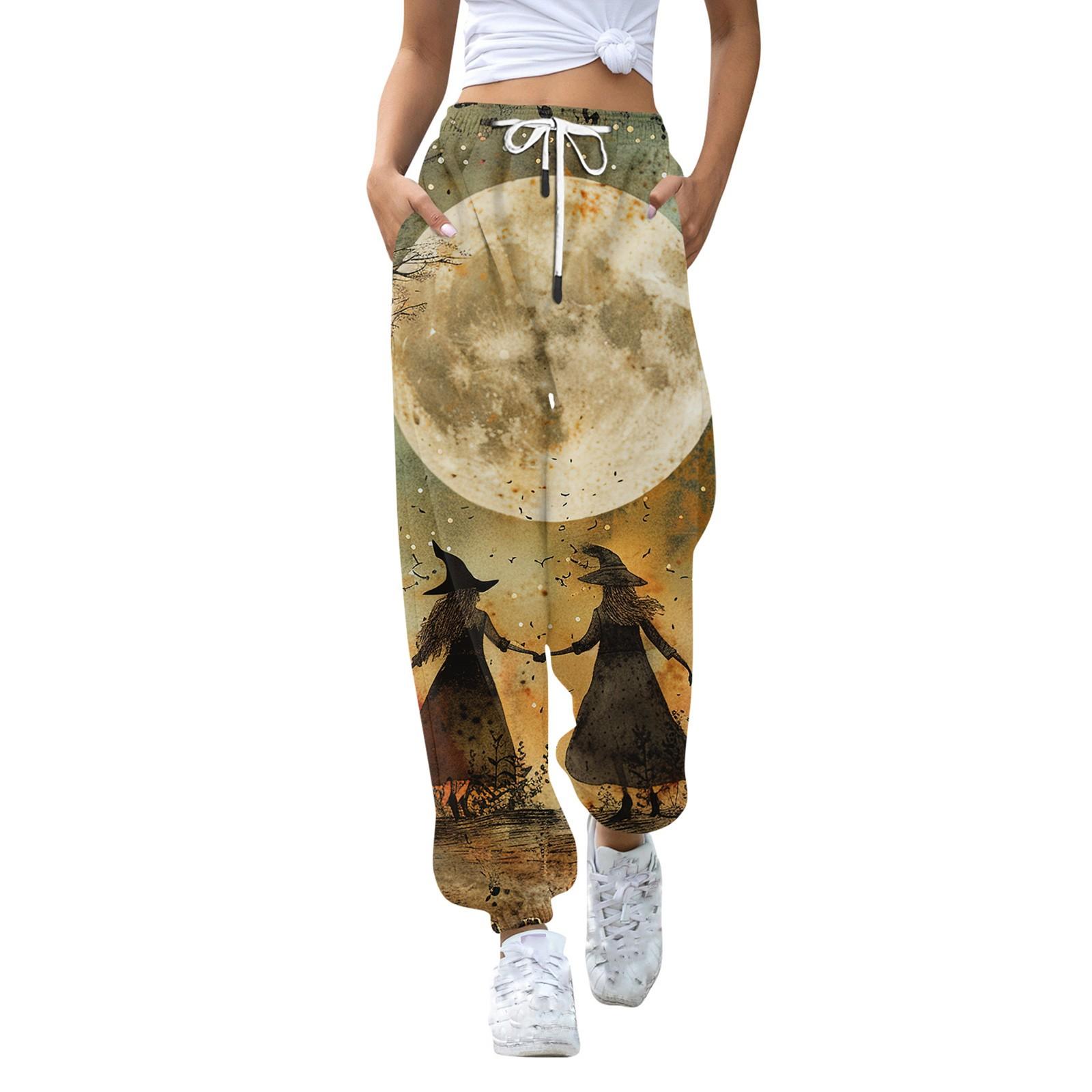 Женские модные спортивные повседневные спортивные штаны с карманами и шнурком с принтом — фото 7