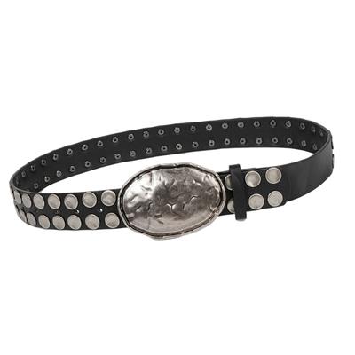Women's Punk Waistband Adjustable Waist Belt For Jeans Stylish Studded PU Leather Strap