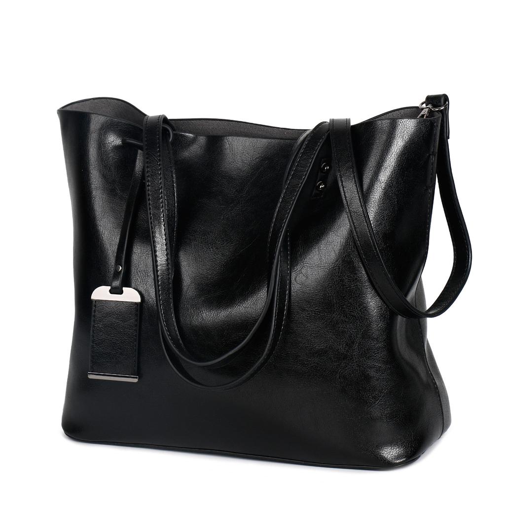 New Fashionable Simple Large Capacity Tote Bag Versatile Casual Retro Women's Handbag Oil Wax Leather Designer Shoulder Bag