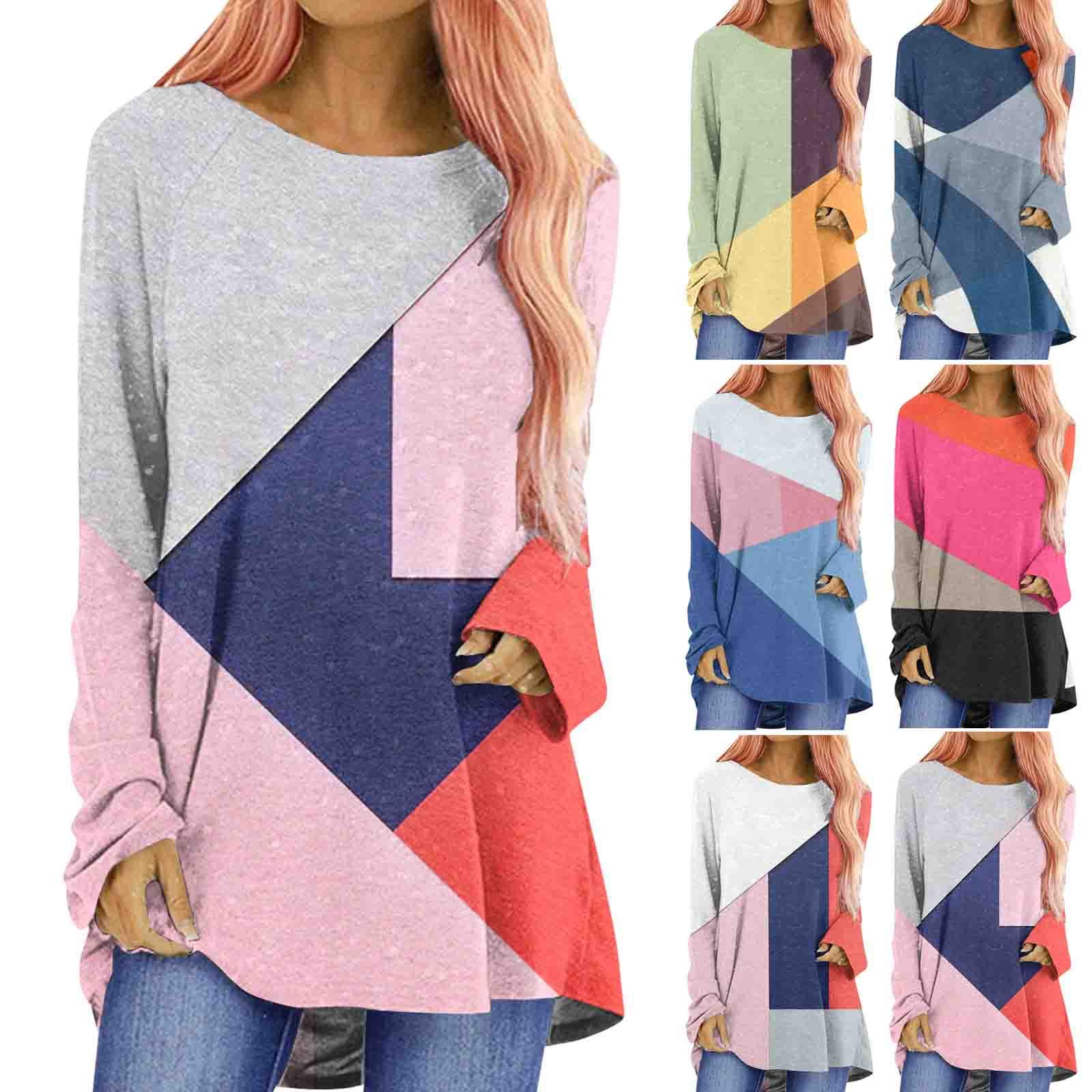 

Модные женские повседневные свободные футболки с круглым вырезом и длинными рукавами с принтом, топы