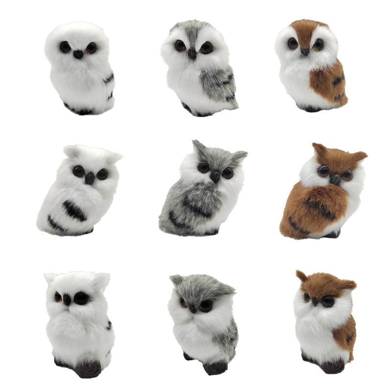 1Pc Plush New Year Miniatures Mini Figurines Table Decorations Fake Animal Simulation Ornaments Artificial Owl