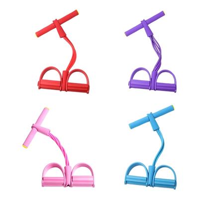 Bande de résistance à 4 tubes avec pédales pour les pieds et poignée en mousse Équipement d'exercice pour abdominaux pour l'entraînement complet du corps Tonification bras jambe