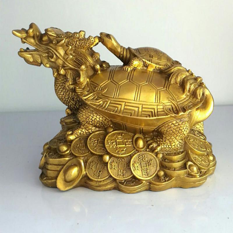 Dragon Head Mother and Child Turtle Yuanbao Money Ornament Copper Craft