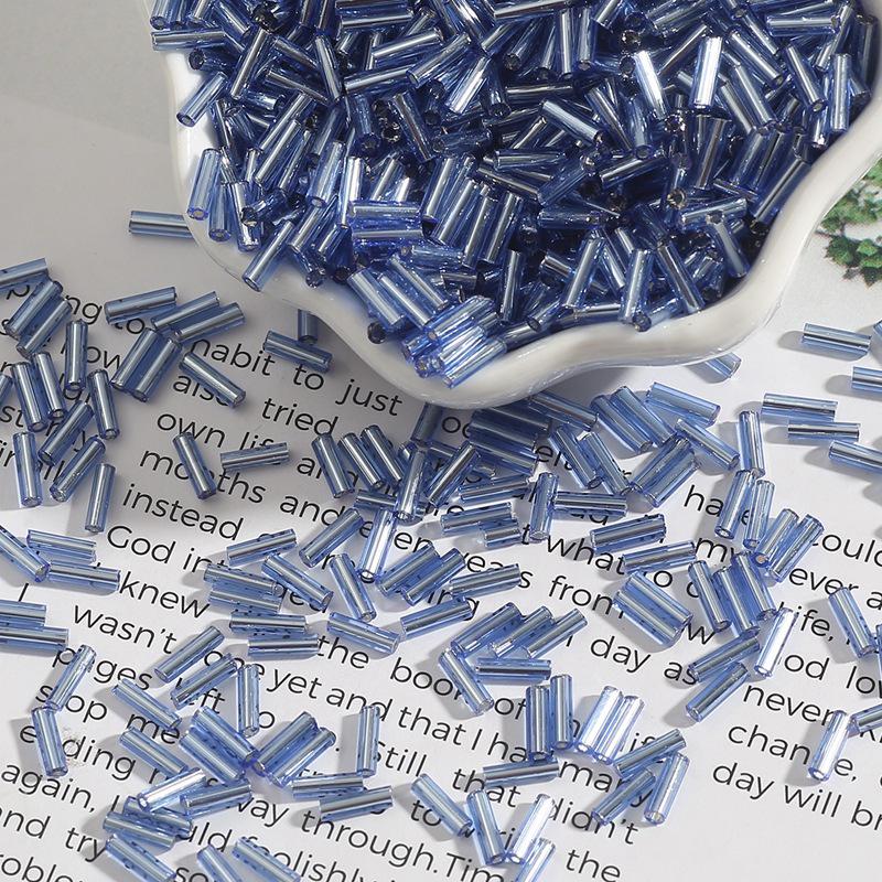 7mm Silver-Filled Glass Rice Tube Beads for DIY Jewelry, Necklace & Clothing Accessories