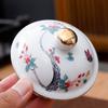 Ceramic Tea Jar Flower Bird General Jar Room Decoration Vase Home Candy Dried Fruit Medicinal Materials Storage Bottle with Lid