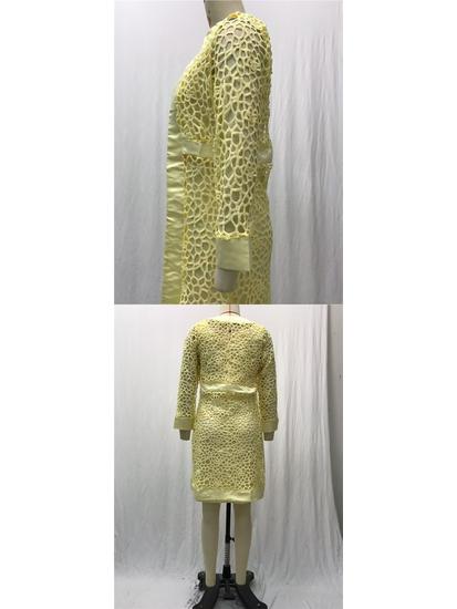 Damski dwuczęściowy komplet: koronkowy kardigan i sukienka