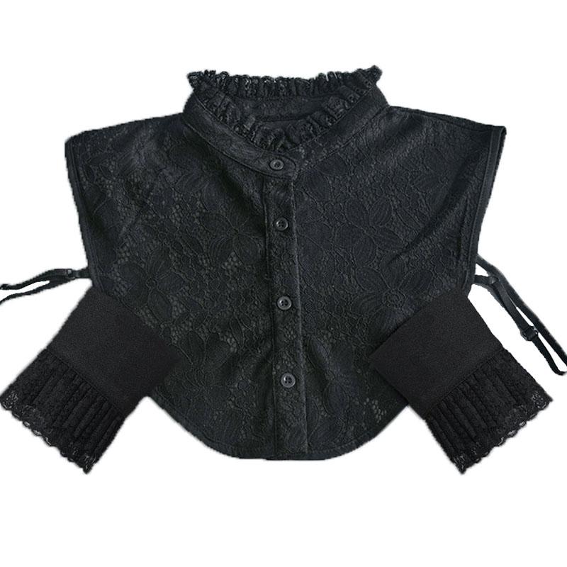 Men's Shirts Fake Collar Fake Cuff Sets Removable Half Shirt Fake Collar+Sleeved Formal Wear Shirt Detachable Collar Set