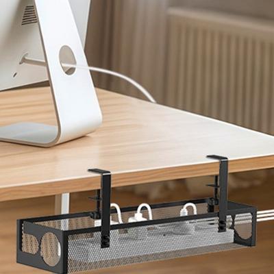 Plateau de gestion des câbles sans perçage sous le bureau Organiseurs de câbles rétractables pour bureau à domicile PC Routeur Câble de données Étagère de rangement métallique