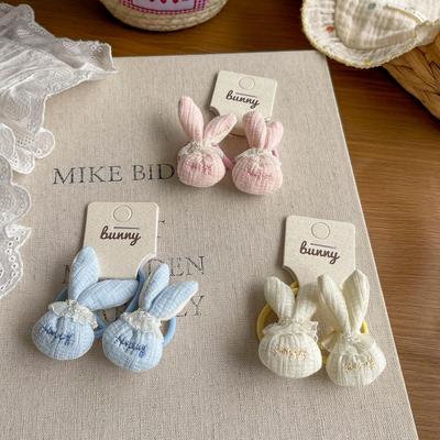 New Rabbit Lace Child's Hair Tie - Non-Damaging, High Elasticity, Cartoon Design, Sweet Hair Accessory.