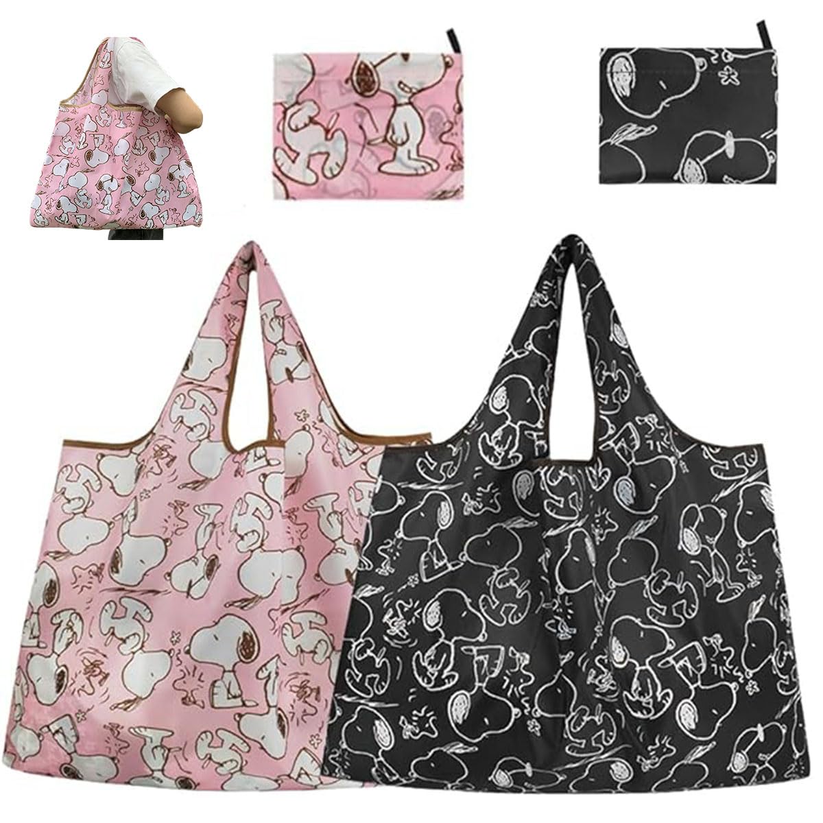 

Snoopy Bag Set of 2 Snoopy Eco Bag Shopping Bag Large Capacity Foldable Compact Canvas Plastic Shopping Bag Lightweight Stylish Waterproof Anime Goods