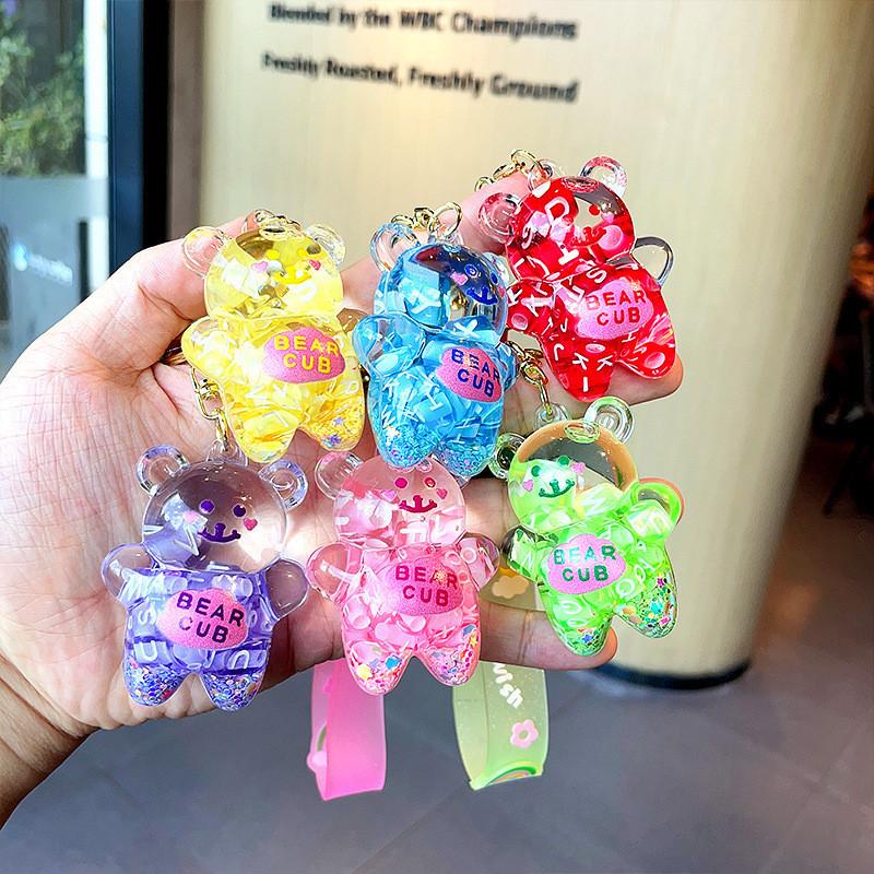 Adorable Soft Rubber Cartoon Oil-bearing Acrylic Bear Keychain Creative Gift