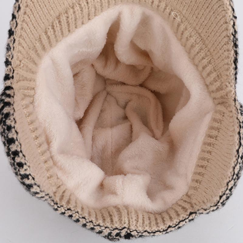 Winter Cold-Proof Warm Knitted Baseball Cap Men Velvet Ear Protecting Cap Outdoor Cycling Wool Cap