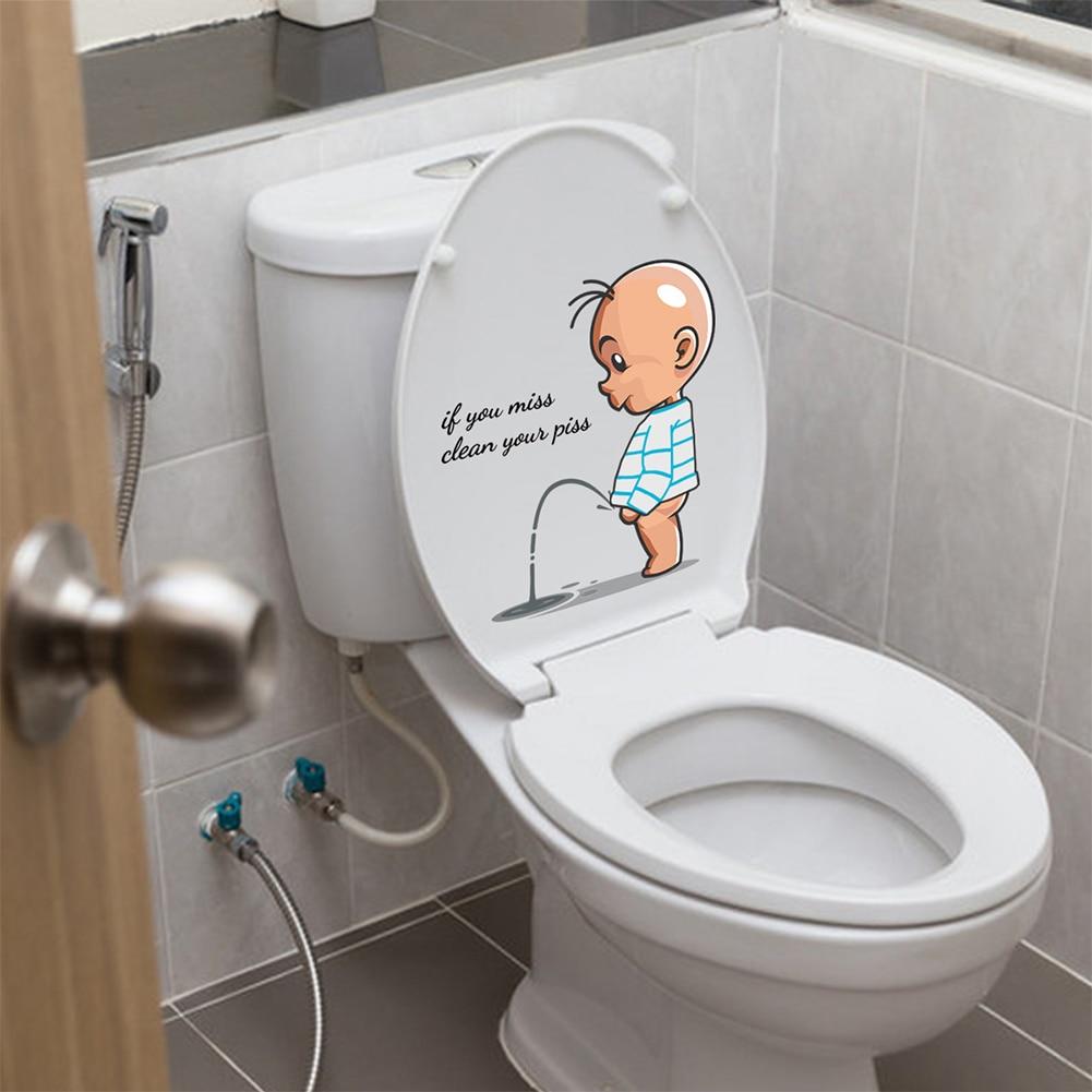 Cartoon Toilet Sticker Child Urination PVC Warning Door Wall Removable Funny Bathroom Decal Waterproof DIY WC Self Adhesive