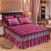 Jupe de lit matelassée en peluche courte, couvre-lit épais en dentelle européenne solide, housse de protection de matelas domestique, antidérapante, Anti-poussière