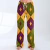 Ladies' Loose And Casual Carnival Printed Wide Leg Pants With Elastic Waistband Drawstring And Pocket Pants