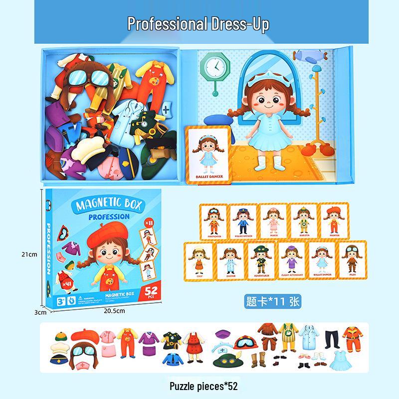 DIY Magnetic Dress-Up Toy: Character Face and Outfit Puzzle for Kids Ages 3-6