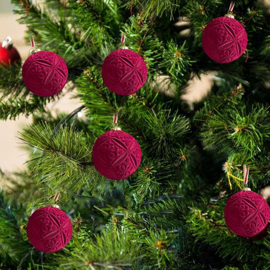 9Pcs Velvet Christmas Ball Ornaments Retro Shatterproof Baubles Elegant Winter Holiday Decorations for Home Indoor Outdoor Celebration
