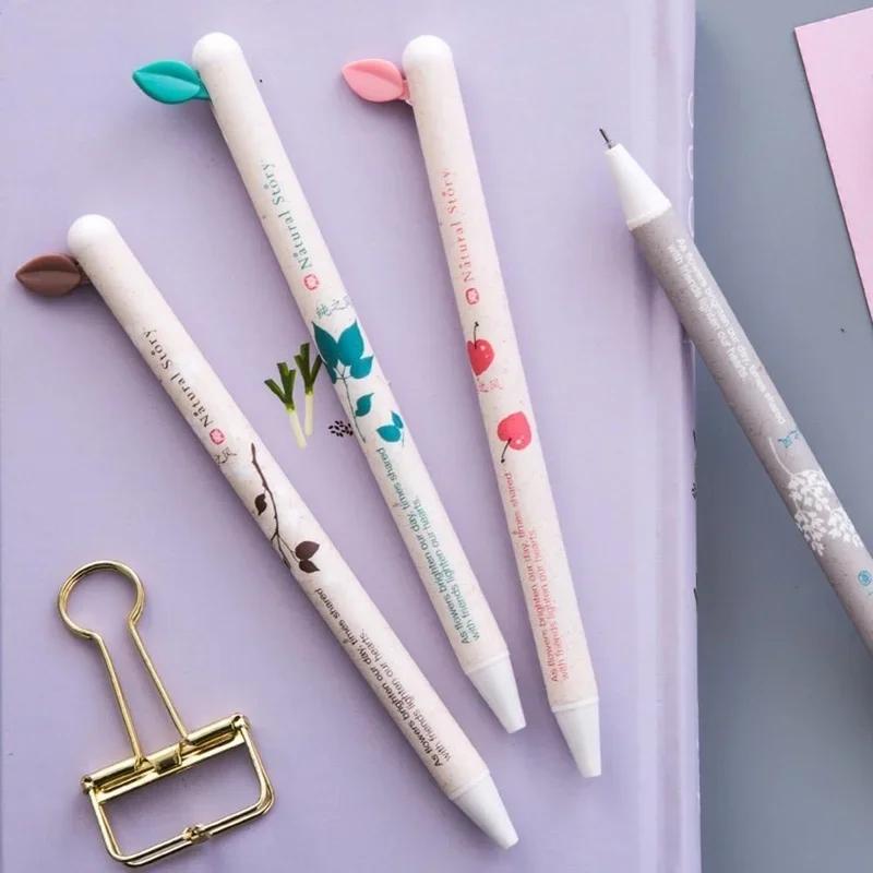 

4-pack Leaf Push Gel Pens Office Supplies Pen Materials Stationery Kawaii School Cute Stationery
