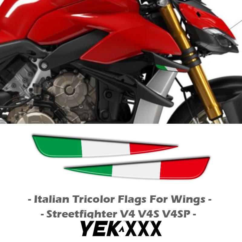 For DUCATI Streetfighter V4 V4S V4SP Italian Tricolor Flags for Wings 3D Winglet Flank Sticker Decal ST-LI