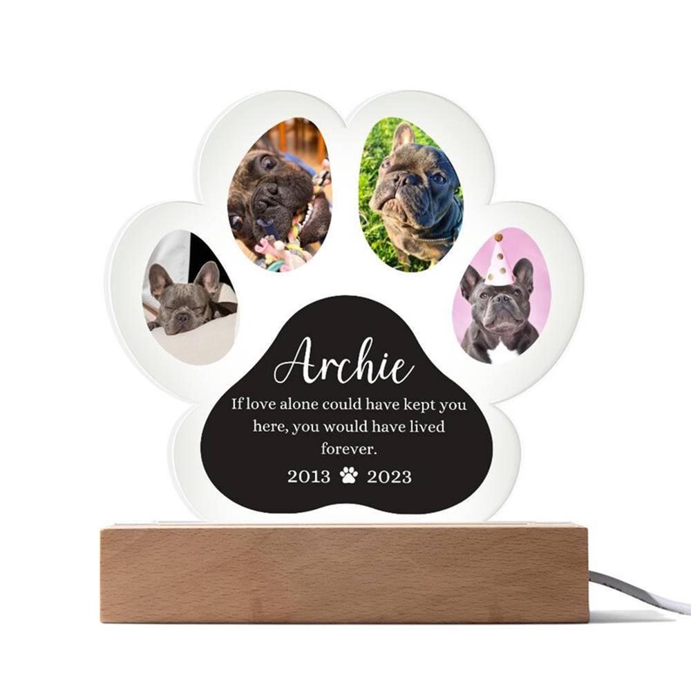 

Night Light Custom Pet Paw Print Acrylic Plaque Personalized Photo Frame Lovely Keepsake Gift For Pet Owners Home Decor 3-Color Base