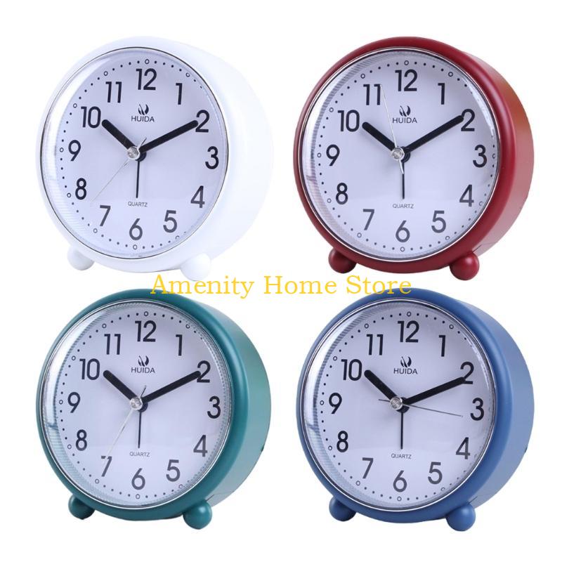 F26C Vintages Styles Alarm Clock 4inch Silents NonTicking Night Lights Feature Battery Operated Decoration for Bedroom or Office