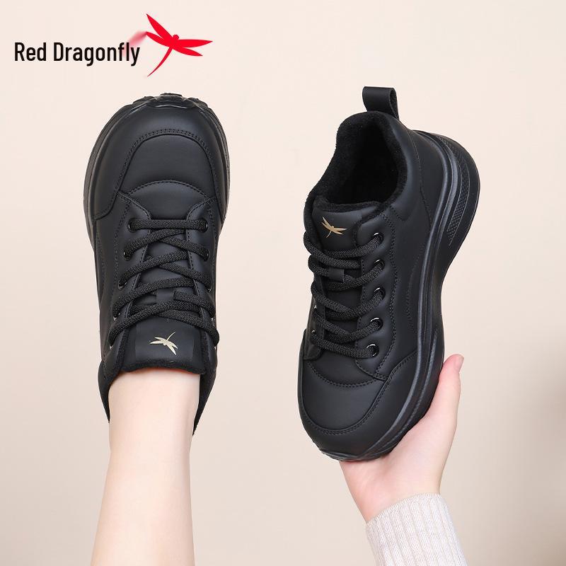 Red Dragonfly Women's Plus Velvet Warm Winter Casual Sports Shoes with Thick Soles