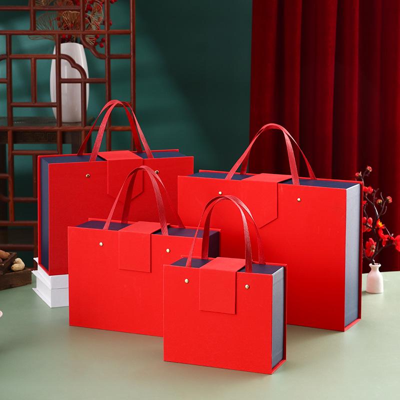 In-Stock Large Red Lid Christmas Gift Box Set with Tote Bag