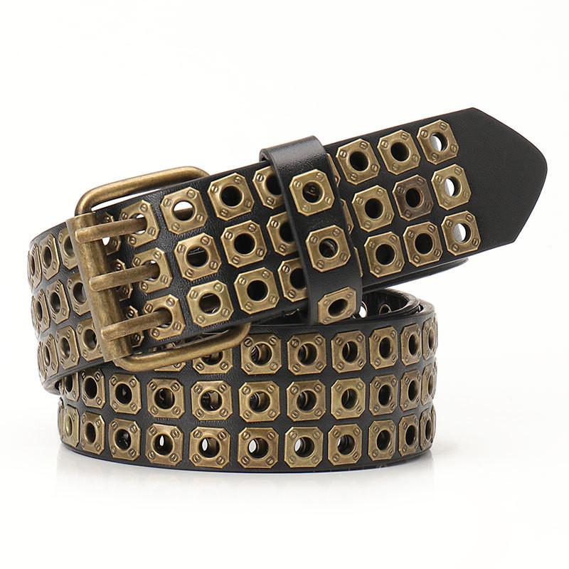 

Dark Fashion Faux Leather Belt With Metal Buckle For Punk And Goth Looks BlackBrass