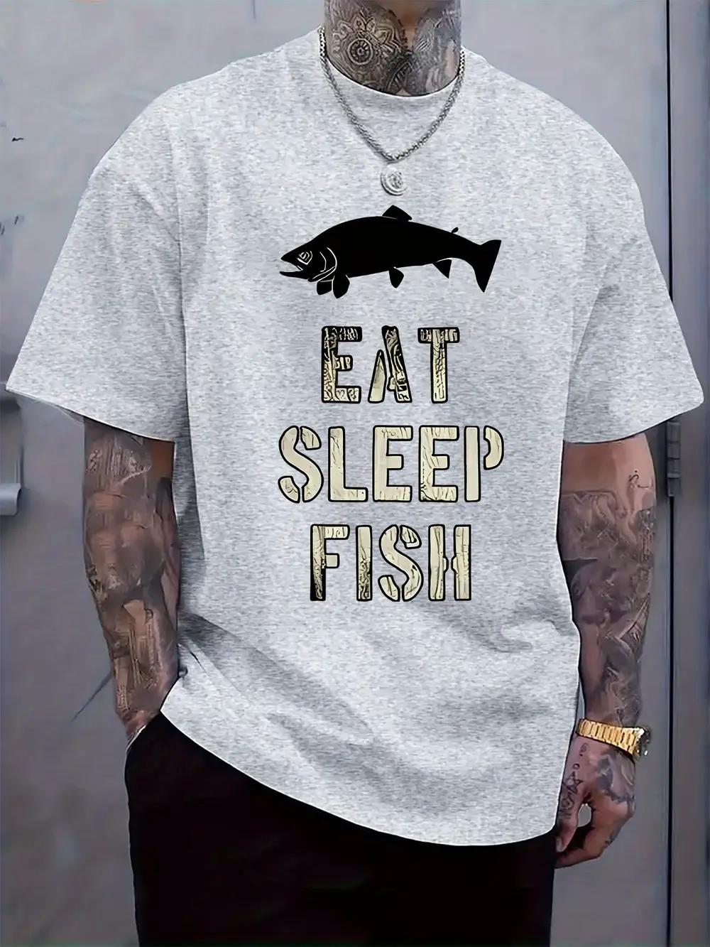 

Eat Sleep Fish Graphic T-shirt - 95% Polyester 5% Elastane Blend XXXL