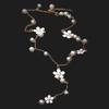 Elegante collana di perle finte con fiori, catena lunga, gioielli da donna mondana