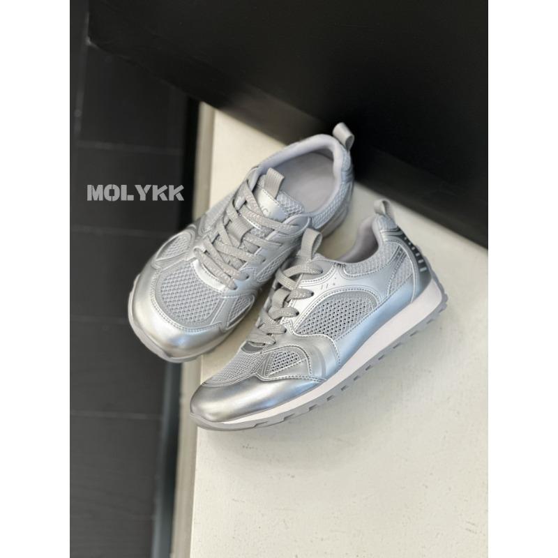

Leather breathable soft sole women s summer new versatile non-slip lace-up casual sports shoes 40 срібний