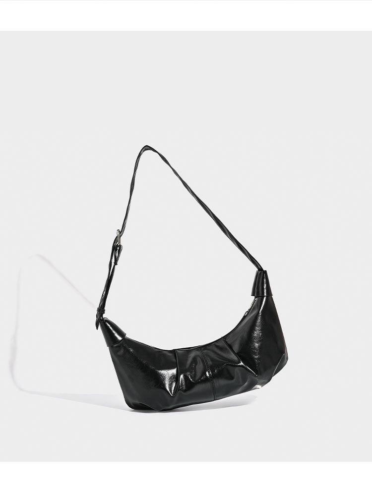 Hot Girls Pu Leather Black Underarm Bag Y2k Women Retro Dumpling Bags Purse Female Vintage Fashionable Hobos Bags Handbag New