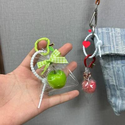1/2Pcs Fun Creative Christmas Peace & Joy Apple Keychain Realistic Fruit Pendant Bag Charm Decoration Christmas Eve Gifts