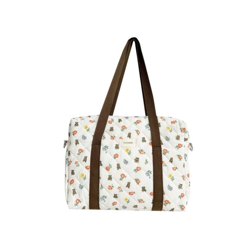 

Stylish Korean Inspired Floral Canvas Kids Crossbody Bag For Boys And Girls OffWhite Brown Flowers