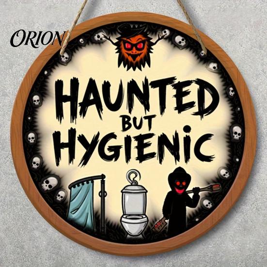 Dark Humor Restroom Ornament Bathroom Halloween Hanging Ornaments, Creative Ghost Wooden Funny Wall Sign Sign, Decorative for Party Decoration