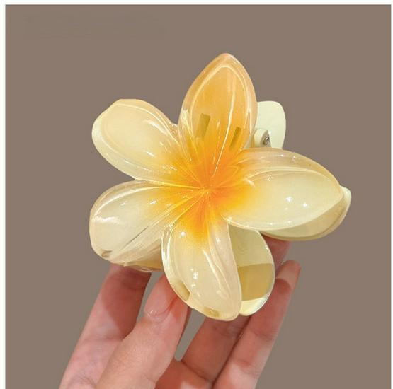 Gradient Plumeria Jelly Hairpin - Transparent, Trendy Back-of-Head Accessory for Women