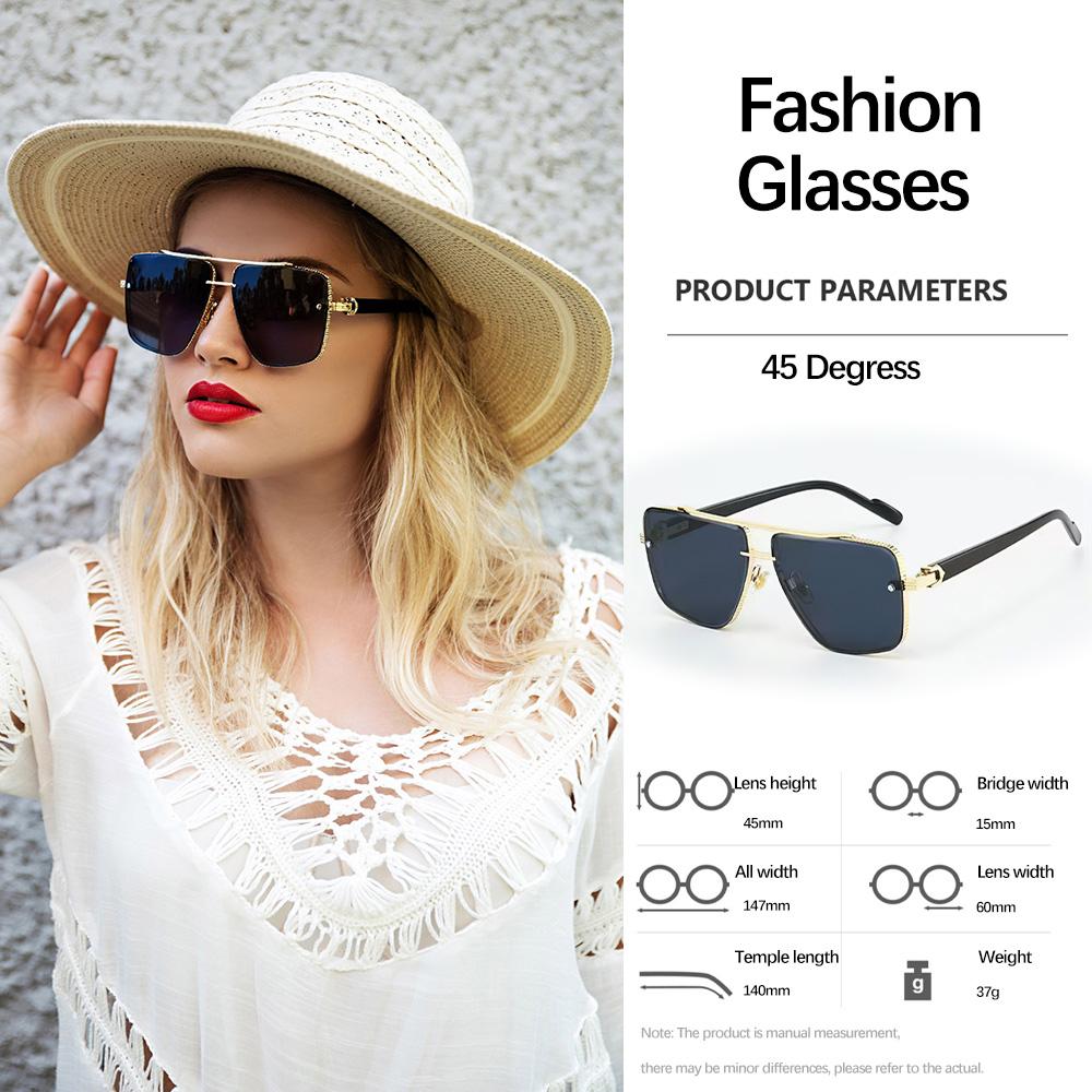 New In Sunglasses For Women Modern Fashionable Square Eyeglass Frame Metal Decoration Simple Lines Accessories Women Glasse