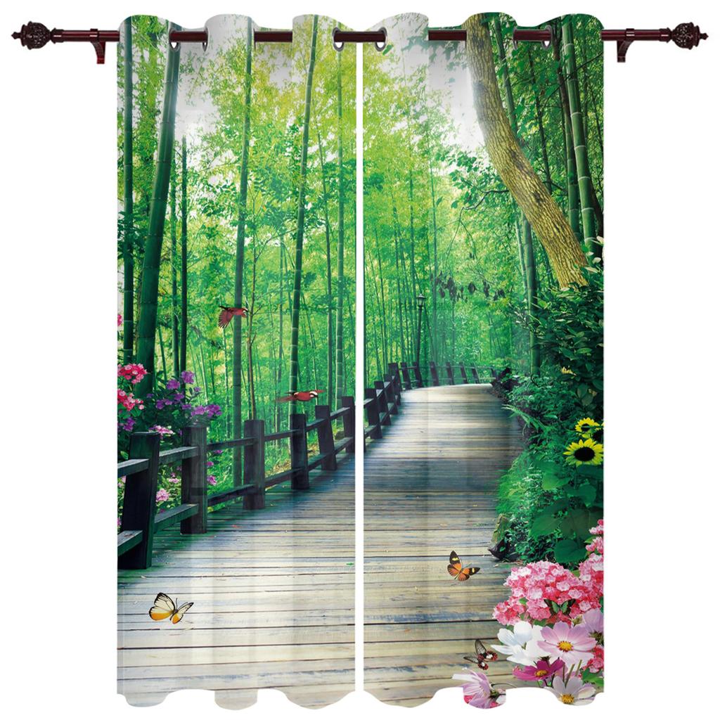 Gold Leaves on Black Background Window Curtain for Living Room Bedroom Home Decor Kitchen for Window Drapes