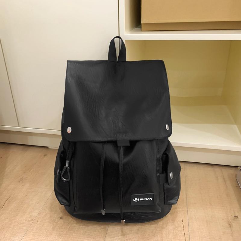 

Ретро женская сумка 2024 новый простой и универсальный рюкзак большой вместимости модный школьный рюкзак мужской рюкзак женский чёрный