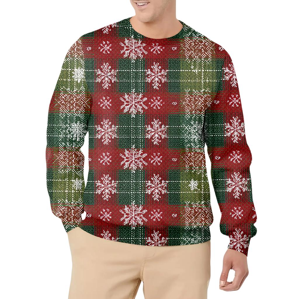 Men's Casual Fashion Printed Round Neck Pullover Sweatshirt