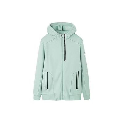 Anta Solid Color Logo Print Zipper Hoodie Jacket Men Jackets Green 152247741-1